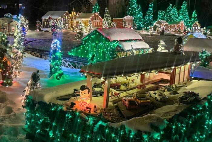 Legendary Lights of Clifton Mill Big Boy at miniature village at Historic Clifton Mill