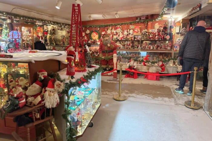 Santa Claus display at Historic Clifton Mill in Ohio