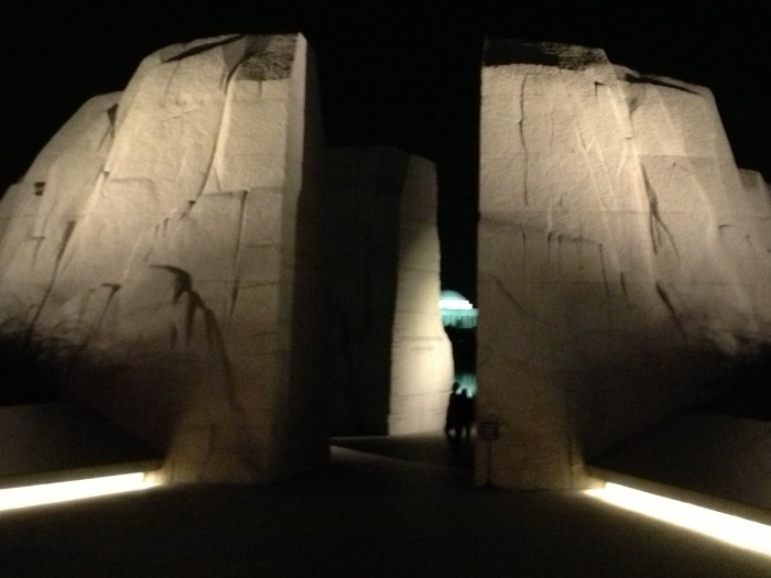 stone of hope for Martin Luther King Jr. Memorial Washington DC at night