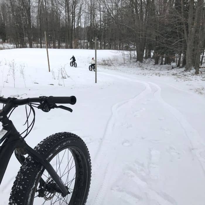 fat tire biking in the snow in Northern Michigan