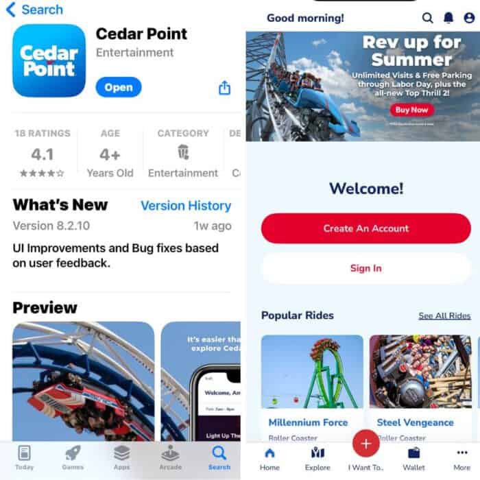 Cedar Point Amusement Park app