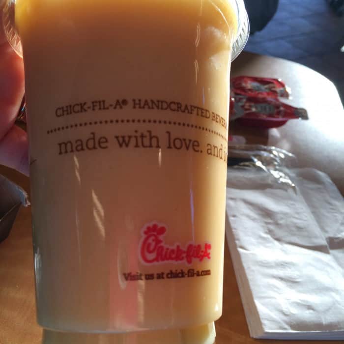pineapple mango smoothie at Chick-fil-a