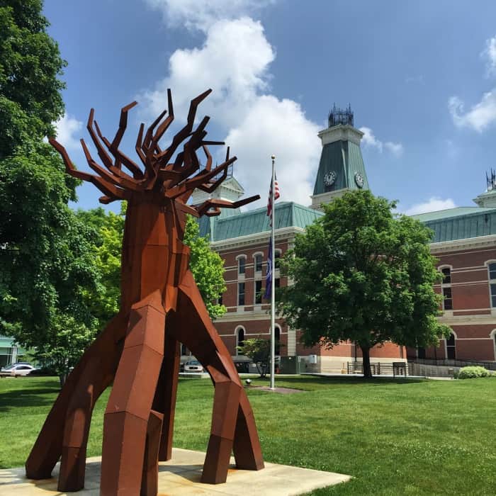 unique tree sculpture in Columbus, Indiana