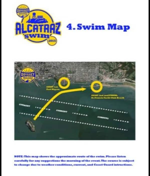 Swimming from Alcatraz to San Francisco Map