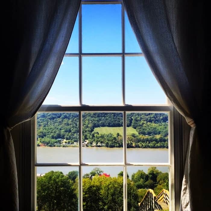 view of the Ohio River from inside The John Rankin House 