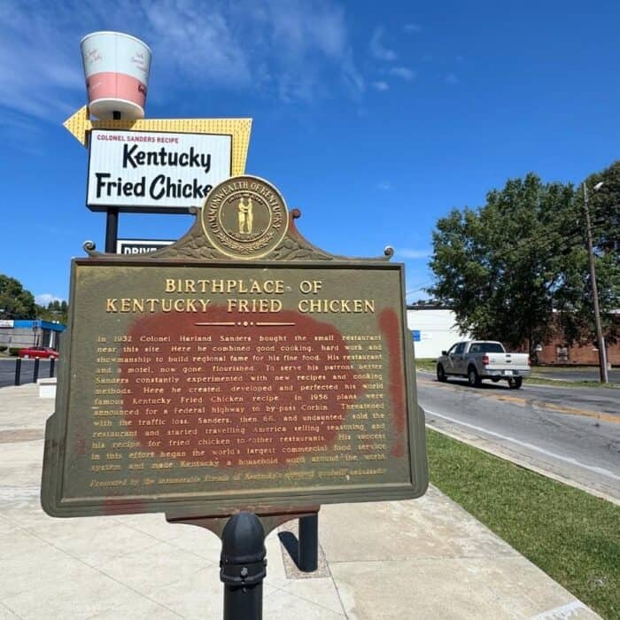 birthplace of Kentucky Fried Chicken sign at Sanders Cafe and Museum in Corbin KY