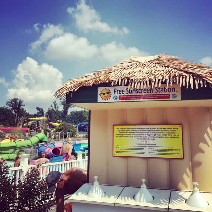 free sunscreen at Splashin' Safari Waterpark