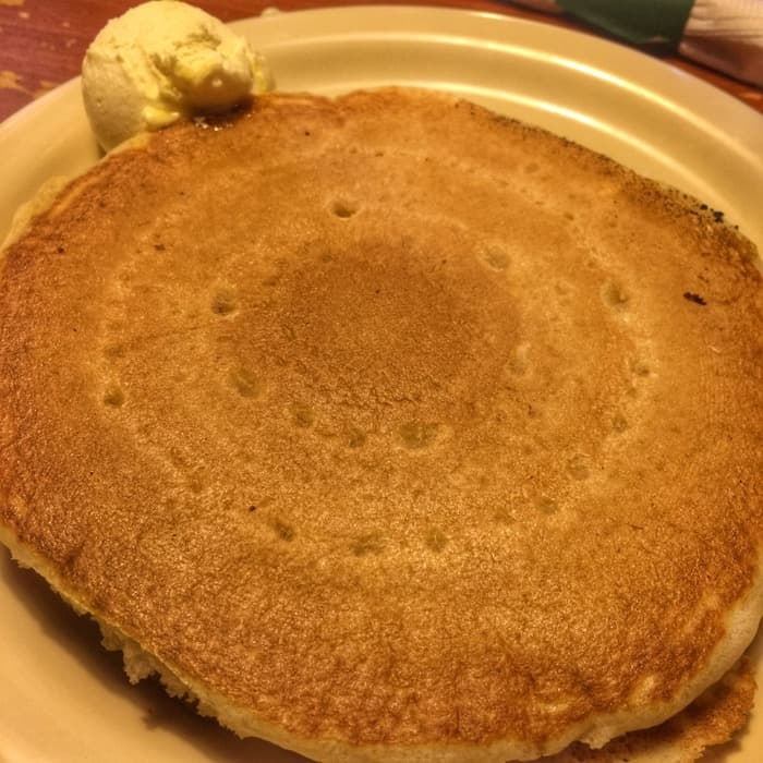 giant pancake at Flapjack's pancake house