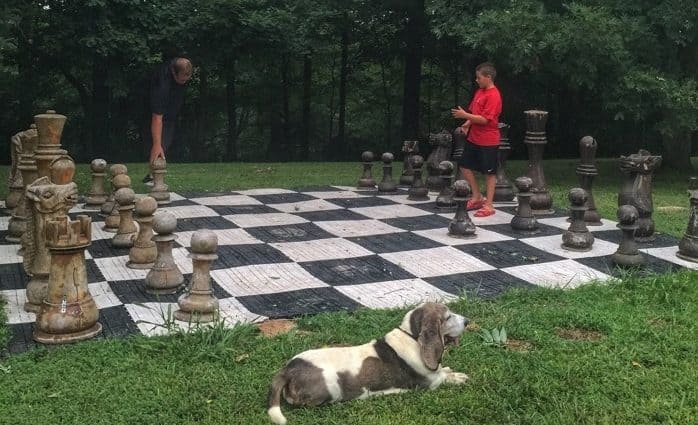 Playing chess at Sleeping Bear Retreat