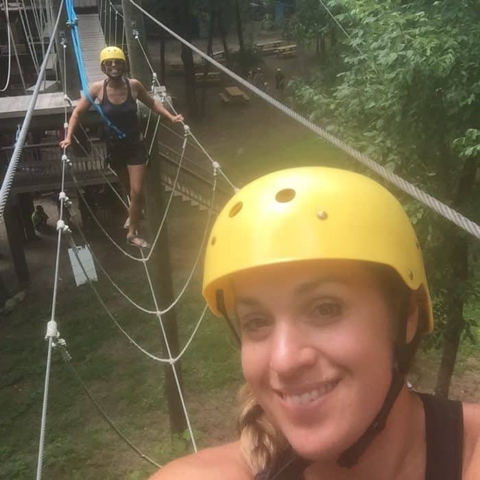 women on the Rafting in the Smokies ropes course