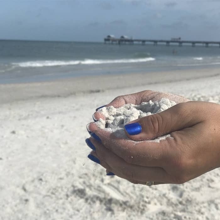 Soft, white sand of Clearwater, FL beaches