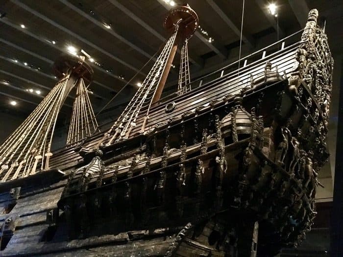 view of the big ship at the Vasa Museum.