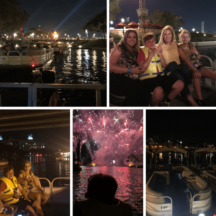 Epcot fireworks by pontoon boat