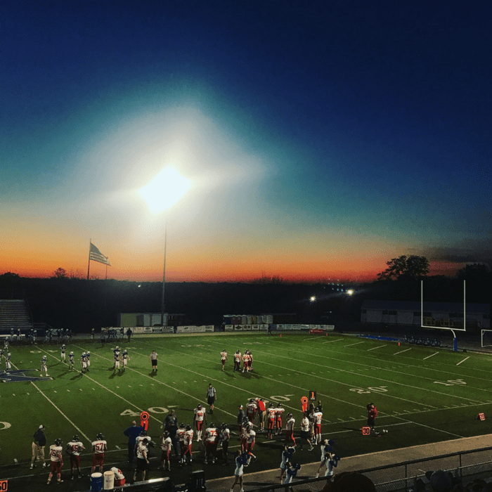 football game at sundown