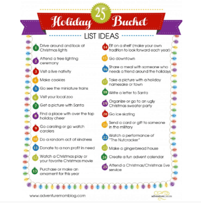 25 Holiday Bucket List Ideas