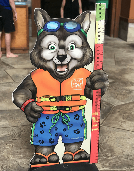 Color-coordinated Height Restriction Wristbands at Great Wolf Lodge