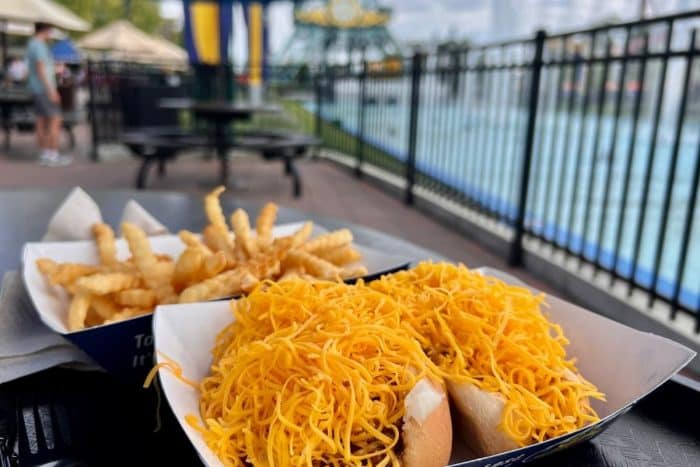 coneys and fries from Skyline chili at Kings Island Amusement Park