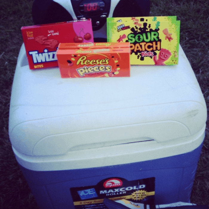 cooler and snacks at Drive-in movie