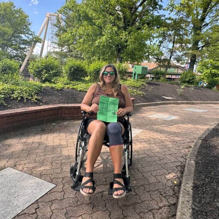 woman in wheelchair at Kings Island 