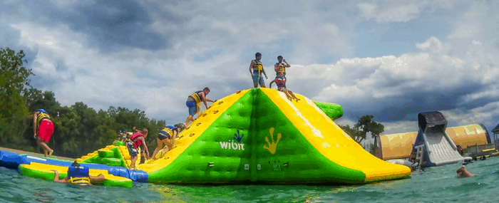 Inflatable waterpark slide