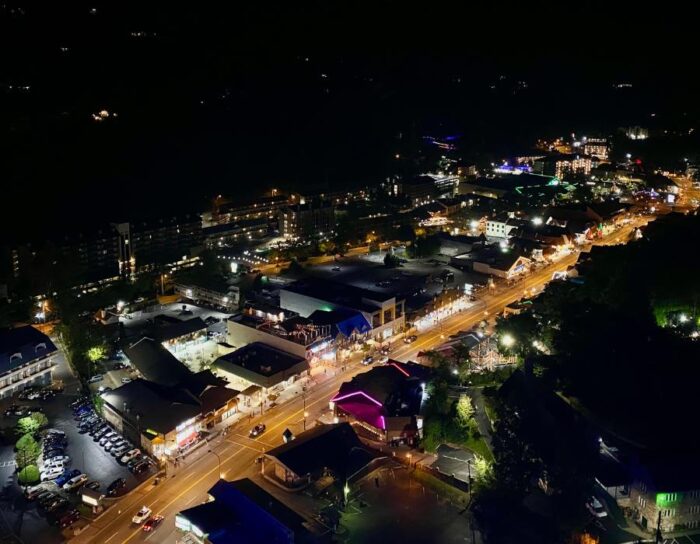 view from Gatlinburg Space Needle at night 