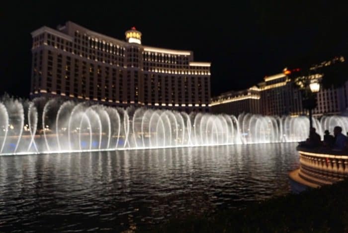 Fountains at the Bellagio at night