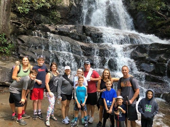 group hike  Laurel Falls in the Smoky Mountains 