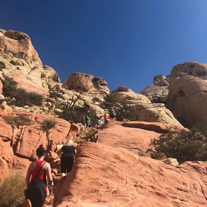 people hiking Red Rock Canyon National Conservation Area