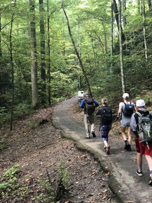 group hike Laurel Falls in Gatlinburg 