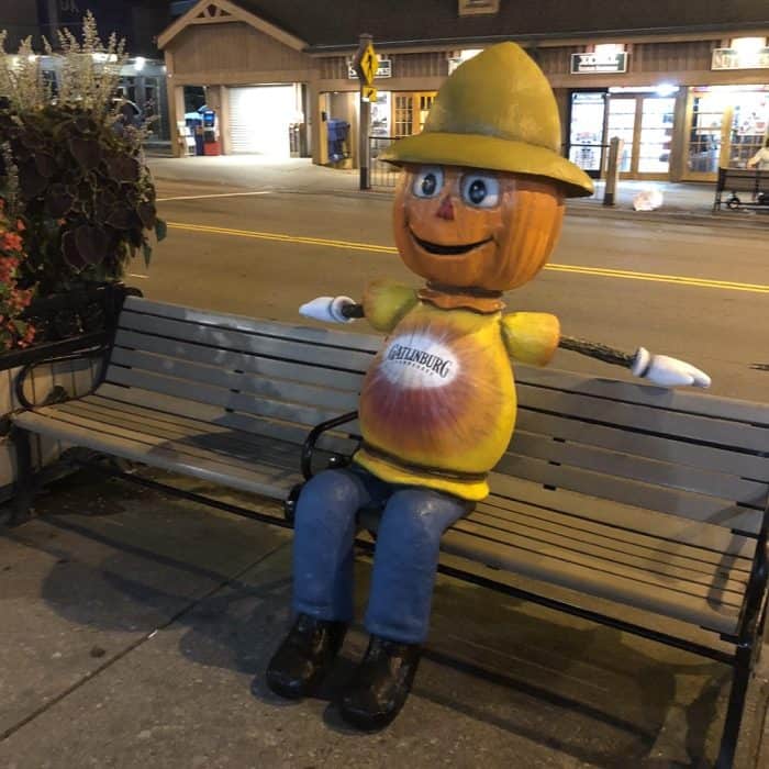 pumpkin statue in downtown Gatlinburg 