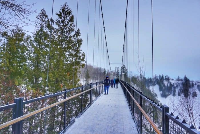  bridge at the top of Montmorency Falls in Canada