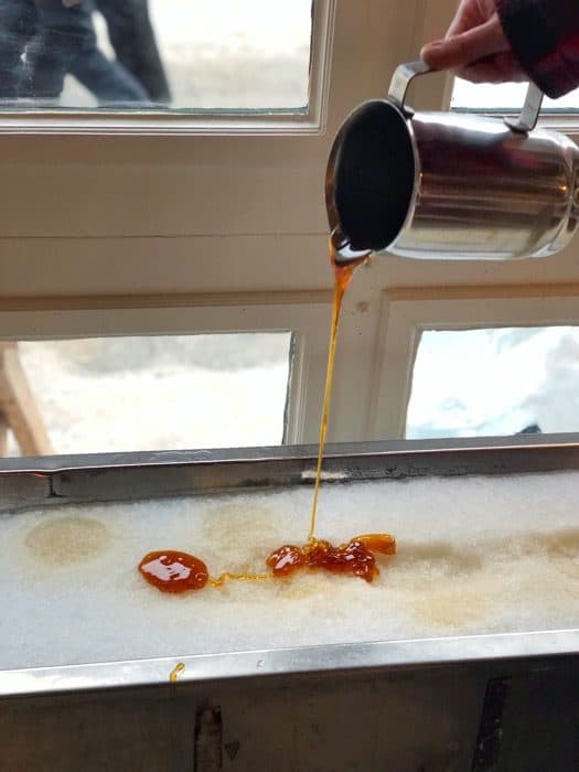 Pouring maple taffy