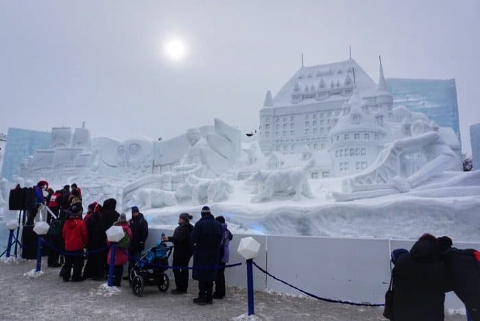 giant snow sculpture at Winter Carnival in Quebec City 