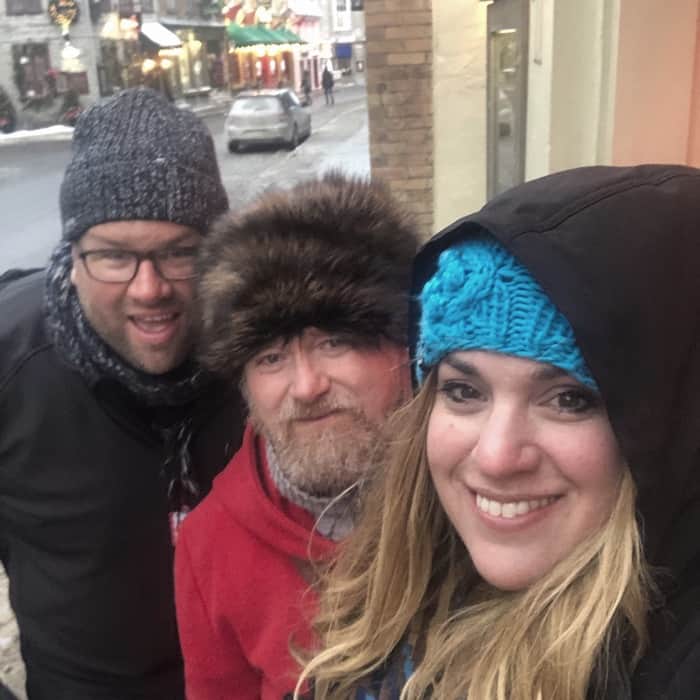 couple with their Walking Tour Guide in Quebec City