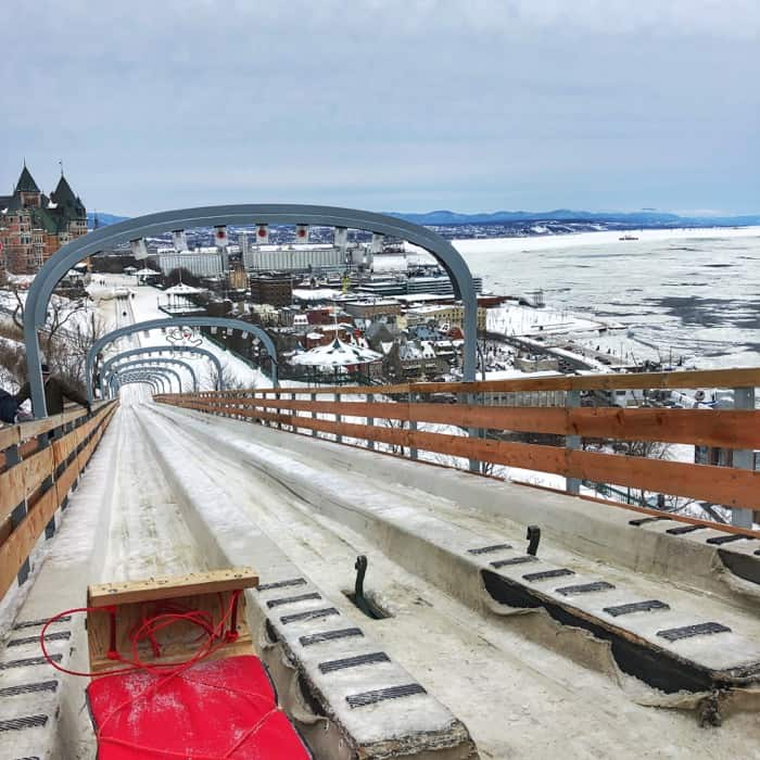 Toboggan Slide Au 1884 in Old Quebec City in Canada