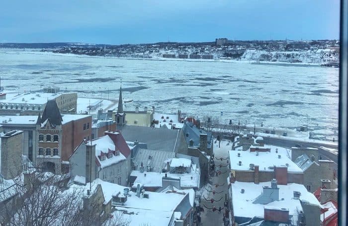 view of the Saint Lawrence River from the Old Quebec Funicular