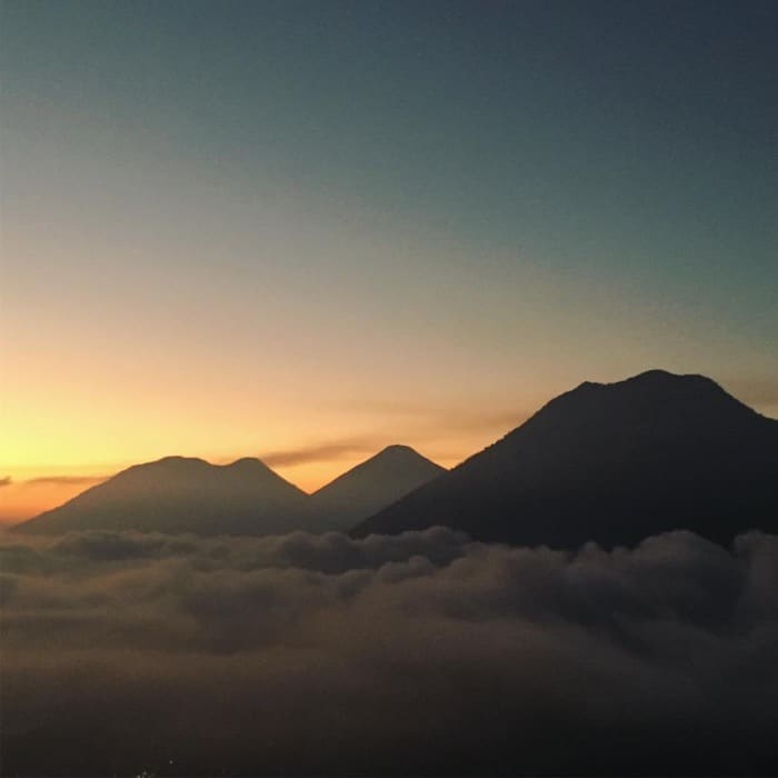 volcano at sunrise Guatemala