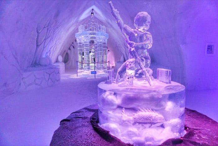 ice sculpture at Hotel de Glace