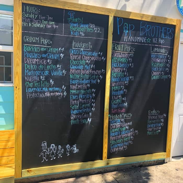 Artisan popsicle options from Pop Brothers in Ocean Springs, MS