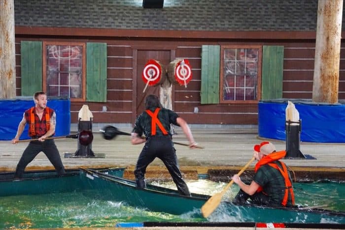canoe joust Paula Deens Lumberjack Feud Show.