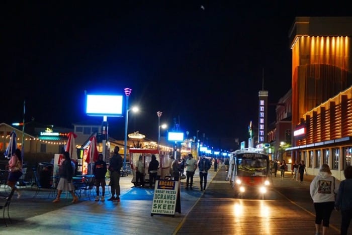The Atlantic City Boardwalk at night