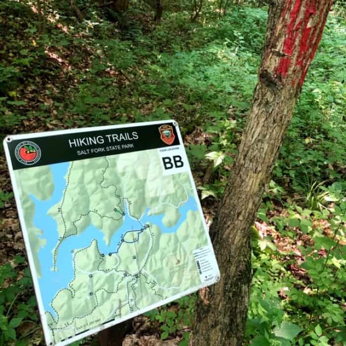 hiking trail sign at Salt Fork State Park 