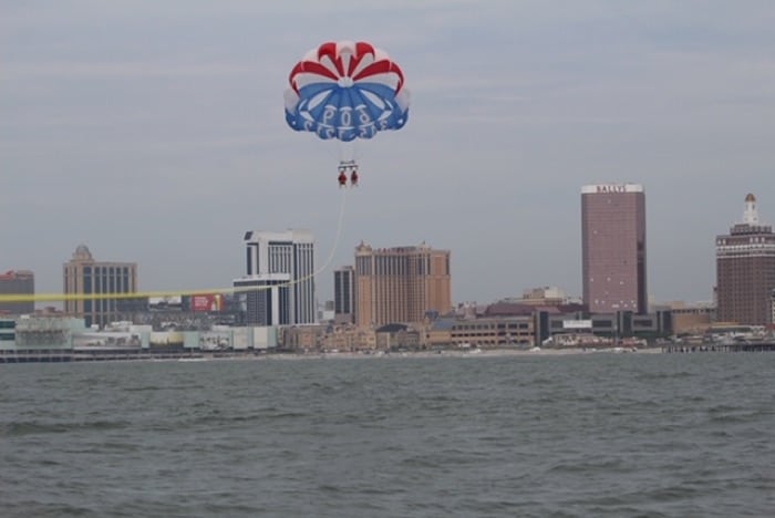 parasail with Atlantic City skyline