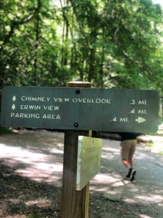 hiking trail sign at Linville Falls