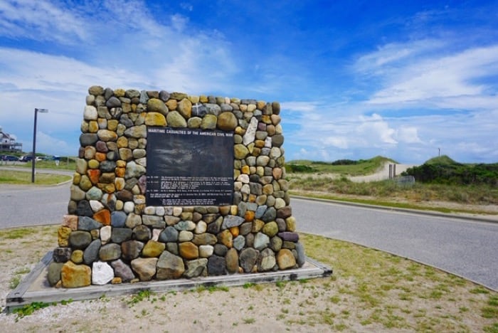 monument outside of the Graveyard of the Atlantic Museum