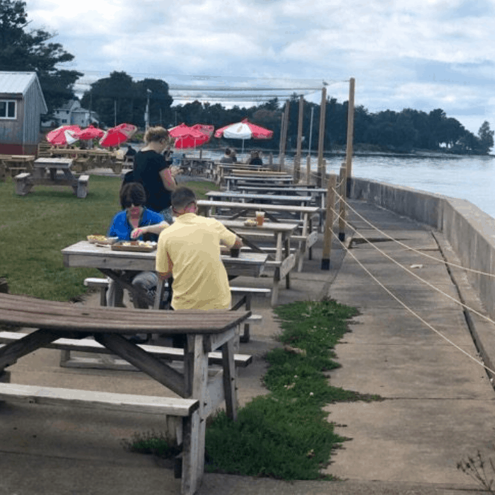 outdoor seating at Rudy’s Lakeside Restaurant in Oswego New York