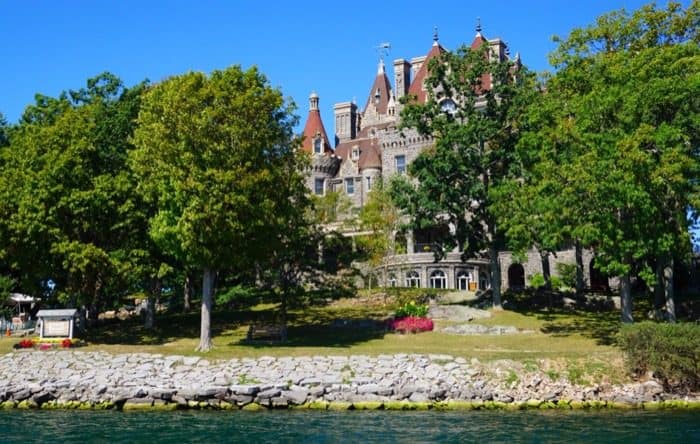 boat view of Boldt Castle and Heart Island