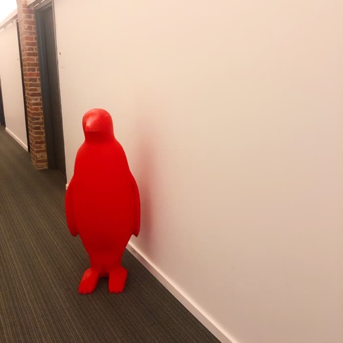red penguin at 21C hotel in Louisville Kentucky