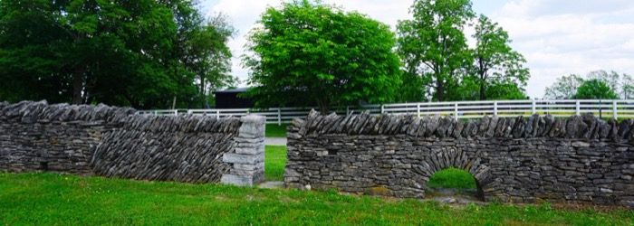 stone fence sample wall at Shaker Village