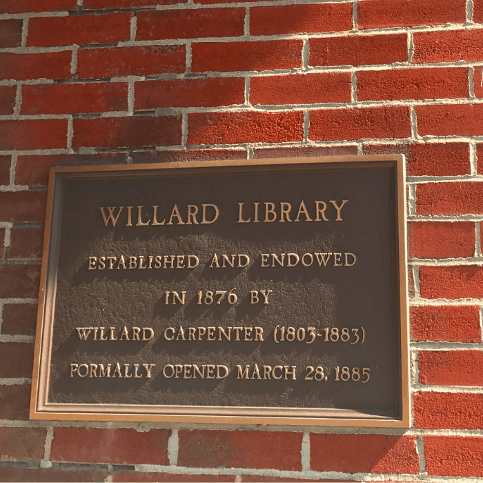 Willard Library sign